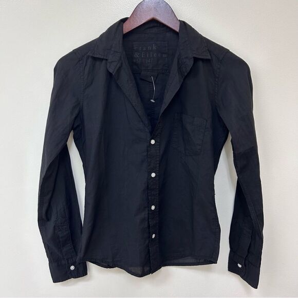 Frank & Eileen Barry Cotton Voile Button Up Black XXS - Picture 5 of 7
